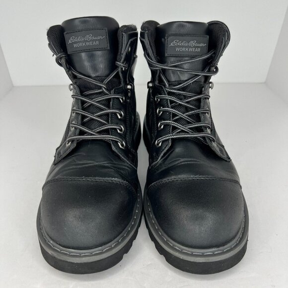 Eddie Bauer Mens Bellingham Black Steel Toe Lace Up Ankle Size 9.5 M Work Boots - Picture 3 of 11